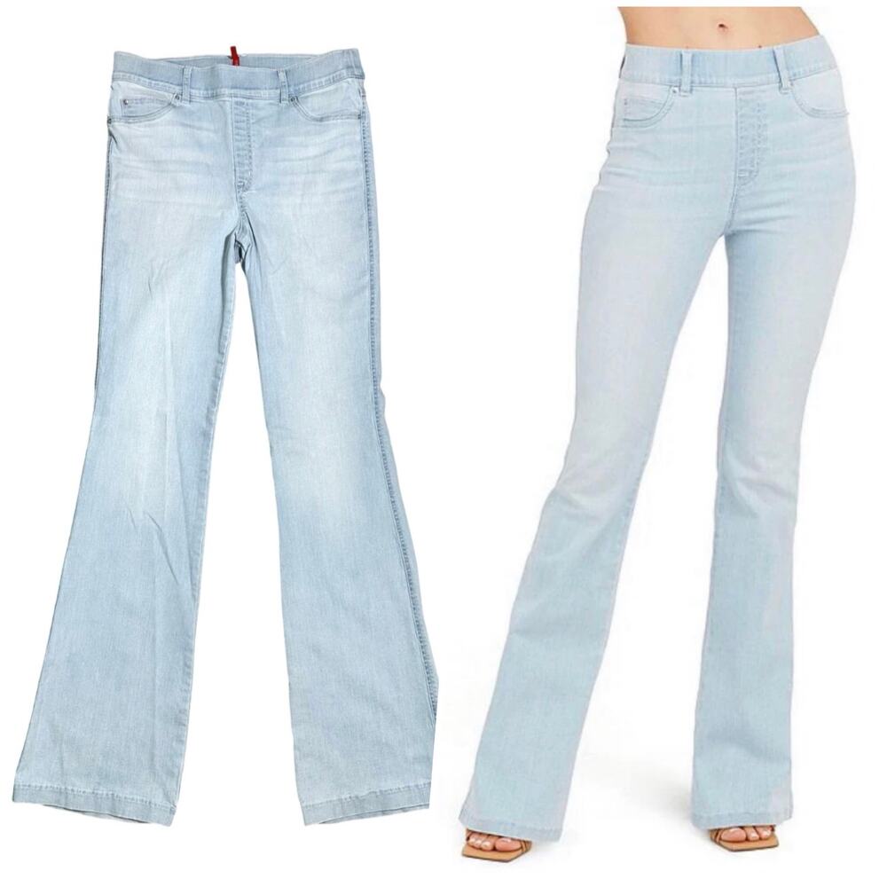 Spanx | Women | Light Wash Flare Leg High Rise Denim Stretch Pants | XL Tall - Picture 1 of 14